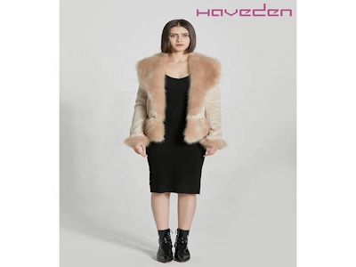 Ladies Winter Leather Jacket Slim-fit Belt Design With Large Fur Collar Soft Suede And Fox Printed Pu Leather Xl Size